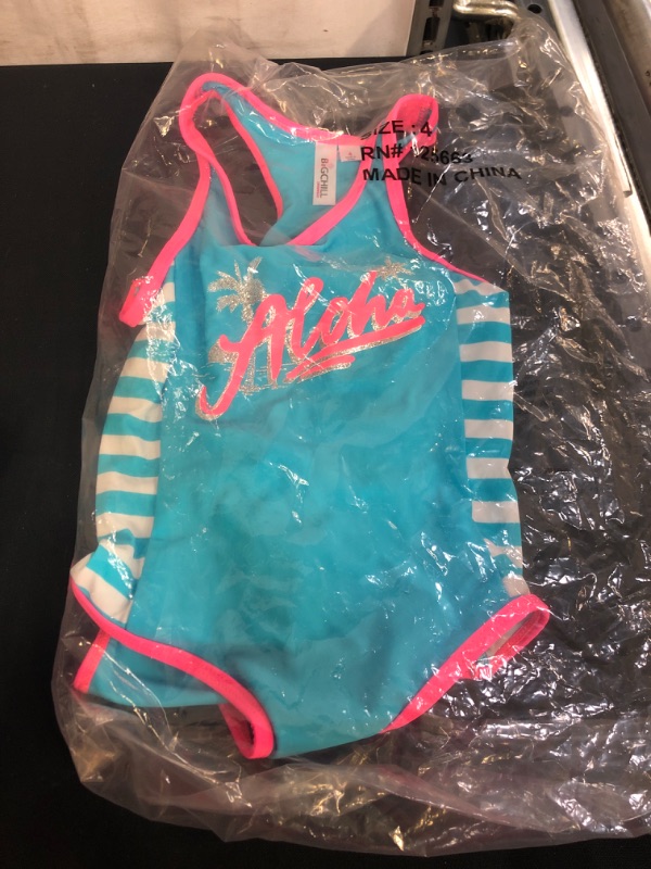 Photo 2 of Big Chill Girls' Little One Piece Swimsuit with Fun Prints
 SIZE 4 