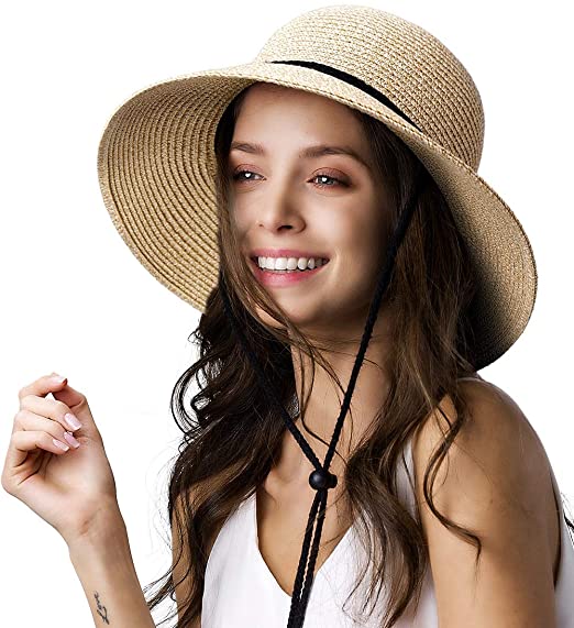 Photo 1 of FURTALK Womens Wide Brim Sun Hat with Wind Lanyard UPF Summer Straw Sun Hats for Women
 SIZE M 