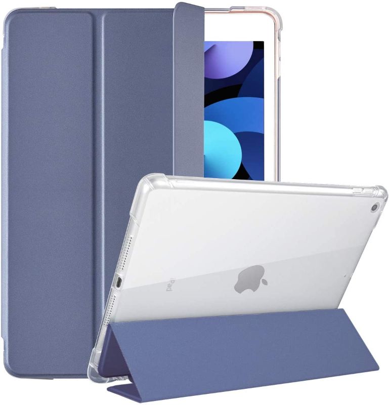 Photo 1 of SIWENGDE Compatible for iPad 9/8/7 Generation Case (2021/2020/2019) with Pencil Holder, iPad 10.2 Inch Soft TPU Translucent Frosted Back Cover Slim Smart Trifold Stand Protective Cases(Lilac)
