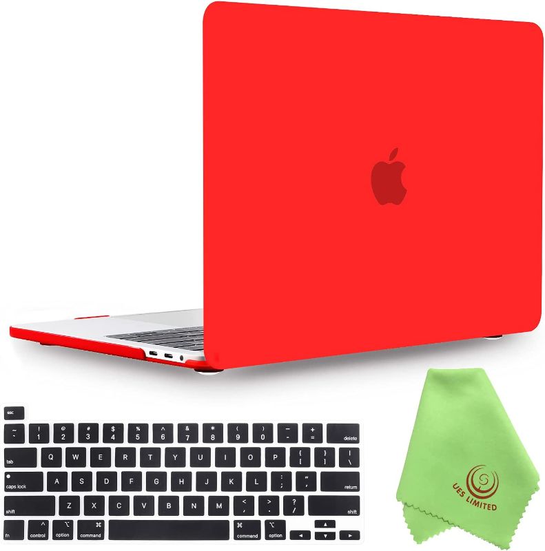 Photo 1 of UESWILL Compatible with MacBook Pro 16 inch Case 2020 2019 Release Model A2141, Hard Case with Black Keyboard Cover for MacBook Pro 16 + Microfiber Cloth, Red
