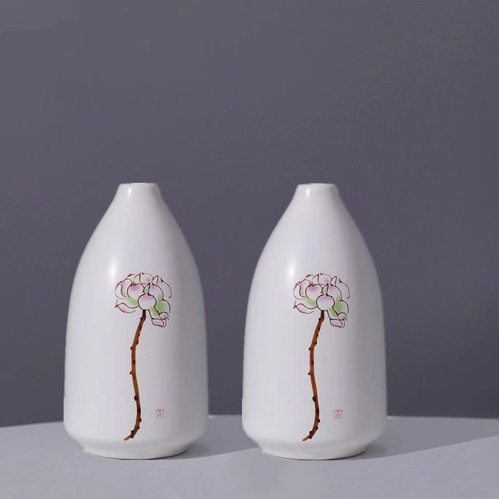 Photo 1 of YUHANOER White Ceramic Vase Set Flower Vases- 2 Small Vases,Used for Home Décor, Modern Farmhouse,Bookshelf and Table Decoration,Flower Arrangement Decoration (Style-3)
