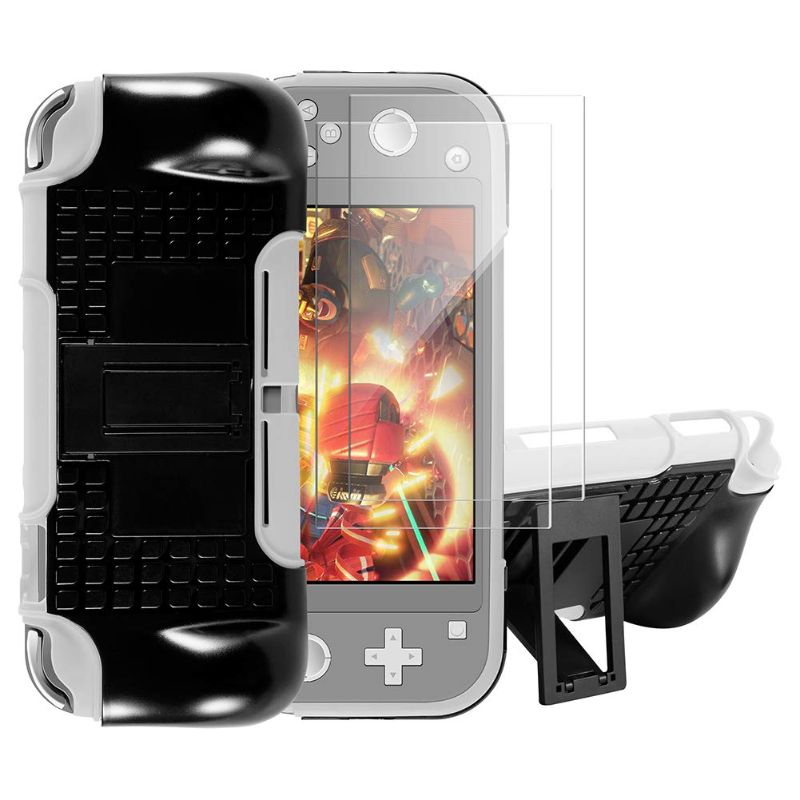 Photo 1 of Case for Nintendo Switch Lite 2019, Shumeifang 2-in-1 TPU + PC Dual Layer Detachable Cover with Stand, Shockproof / Anti-Scratch Case for Nintendo Switch Lite, with 2 Screen Protector - White
