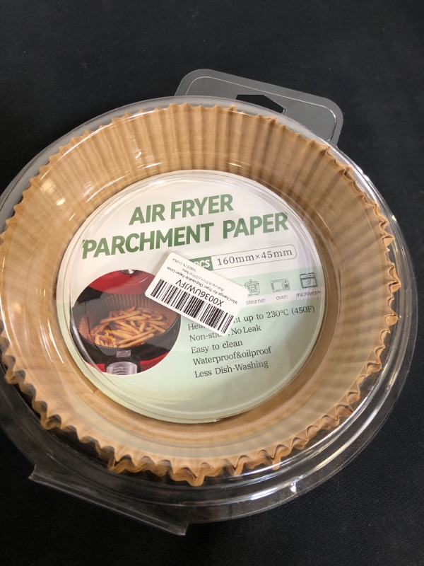 Photo 2 of Air Fryer Disposable Paper Liner,Win Change Air Fryer Liners,Air Fryer Parchment Paper Food Grade Parchment ,Oil-proof, Water-proof for Baking, Roasting ,Microwave(6.3inch,100Pcs)
