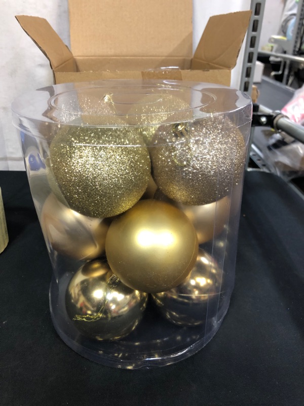Photo 1 of 12PC LARGE GOLD CHRISTMAS ORNAMENTS 