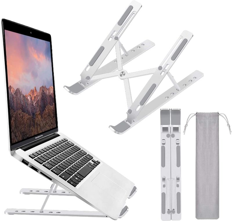 Photo 1 of LLSME Portable Laptop Stand, Adjustable Laptop Holder Table Stand, Ergonomic Aluminum Non-Slip Foldable Computer Holder Compatible with MacBook Air Pro, iPad, HP, Dell, More 7-17.3” Laptops
