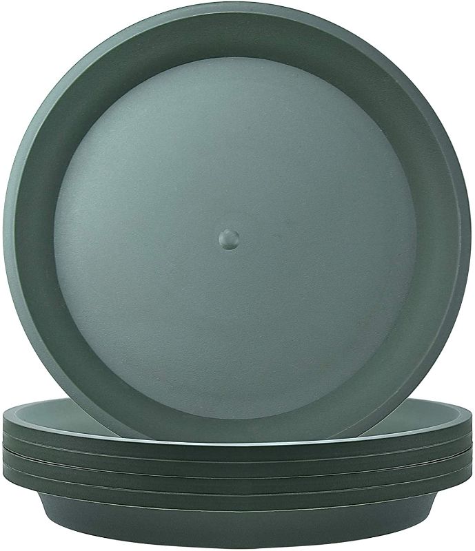 Photo 1 of 5 Pack Green Plant Saucer Heavy Duty Sturdy Drip Trays for Indoor and Outdoor Plants (4 inch, Round)
 3 COUNT 