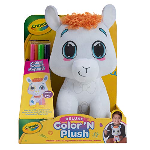 Photo 1 of Crayola Deluxe Color ‘N Plush Llama, 10” Stuffed Animal - Draw, Wash, Reuse – with 2 Ultra-Clean Washable Fine Line Markers, 1 Ultra-Clean Washa
