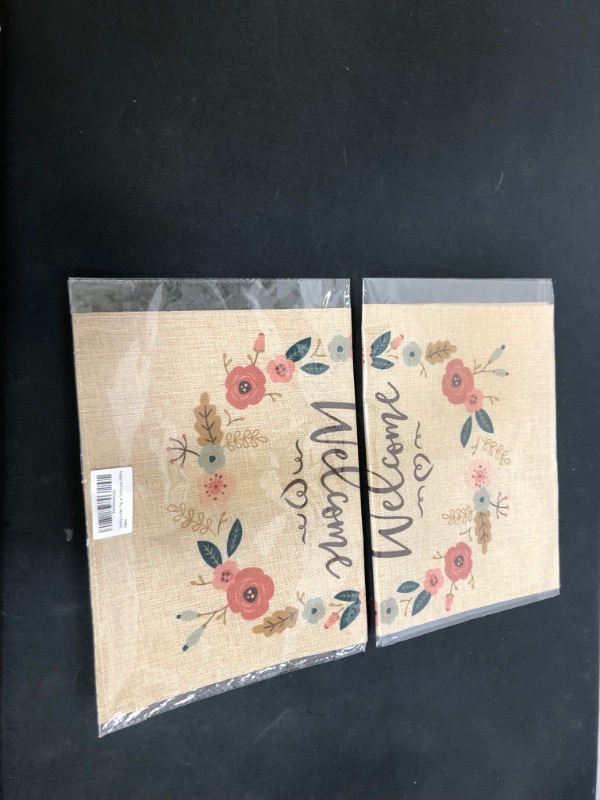 Photo 1 of 2 pc garden flags welcome garden double sided 12x18 inch --- Factory Sealed --- 