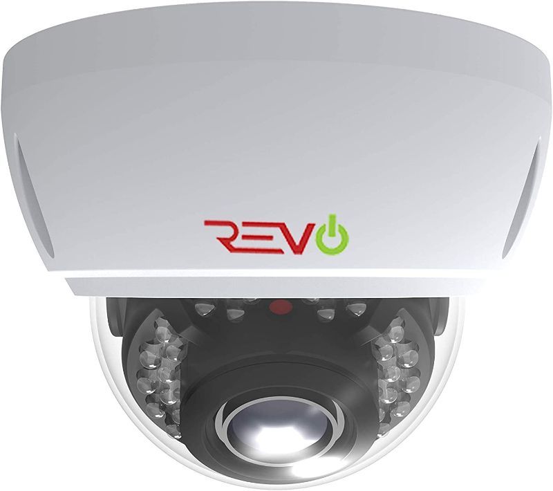 Photo 1 of REVO America Aero 5 Megapixel Vari-Focal Lens Indoor/Outdoor IR Vandal Dome Camera with 60 Siamese Cable, Model Number: RACVDJ2812-3
