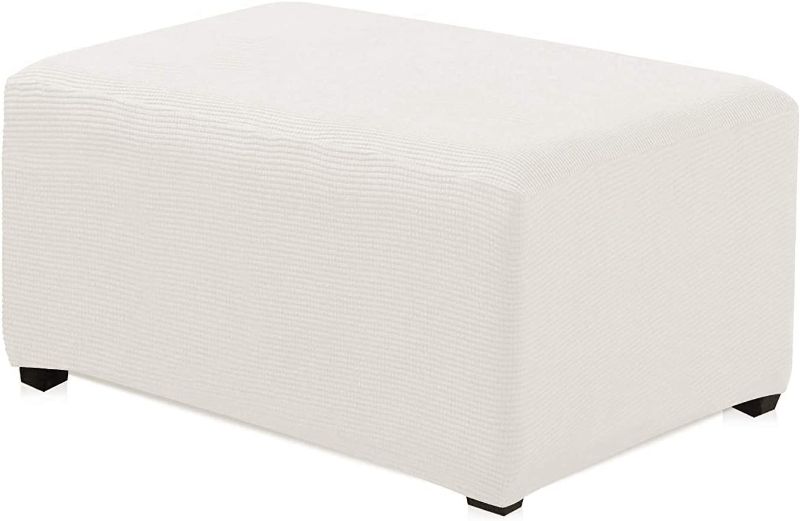 Photo 1 of Deisy Dee Jacquard Ottoman Cover,Ottoman Protector,Ottoman Stretch Slipcover C180 (Off White, Large)
