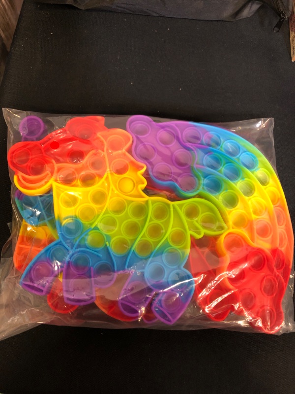 Photo 2 of 6 Packs pop fidget pops Toys for Kids boys girls?Its Poppers push it Press Bubble Sensory Stress Relief Satisfying Game Toy Package Fidgettoy Set Rainbow Horse dinosaur Butterfly ice cream octopus
