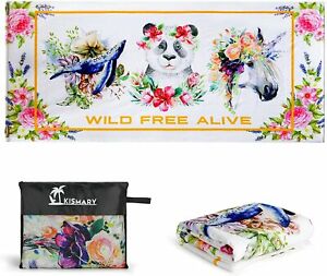 Photo 1 of Beach Towel Oversized 67x30 Animal Pattern Pool Swimming Microfiber Bag Kismary
