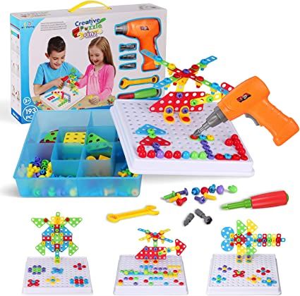 Photo 1 of Creative Mosaic Drill Set for Kids, STEM Learning Toys, 3D Construction Engineering Building Blocks for Boys and Girls Ages 3 4 5 6 7 8 9 10 Year Old
