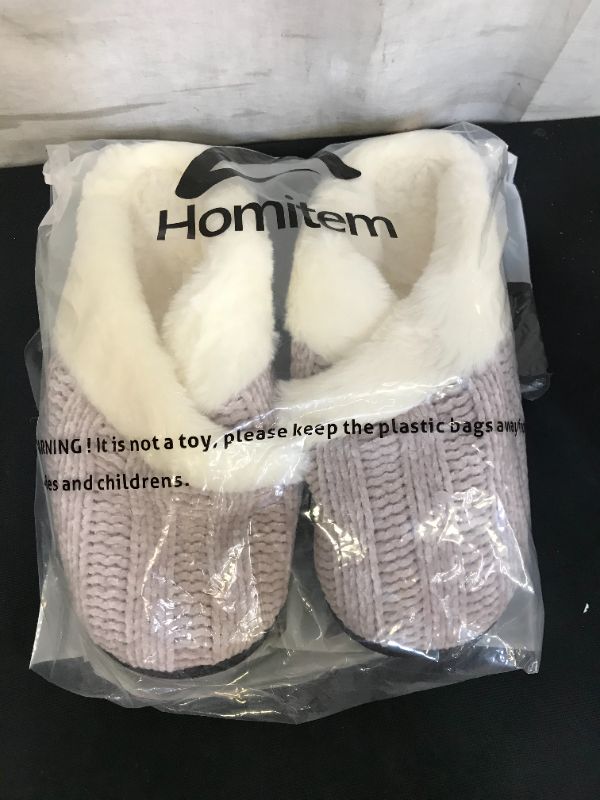Photo 2 of Homitem Women's Slip on Fuzzy House Slippers Memory Foam Slipper Scuff Outdoor Indoor Warm Plush Bedroom Comfy Chenille Home Shoes with Faux Fur Lining ----- SIZE MEDIUM
