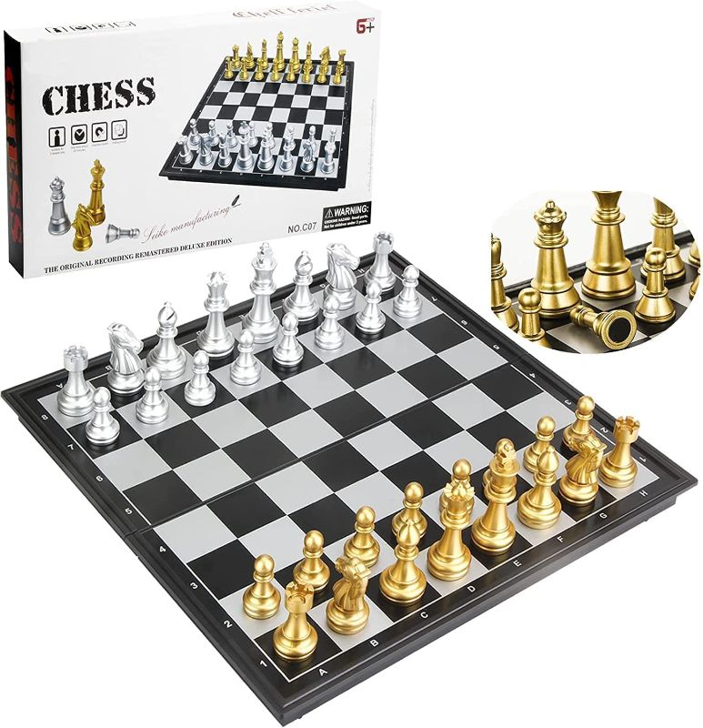 Photo 1 of 12.5 Inch Magnetic Travel Chess Set with Folding Chess Board 