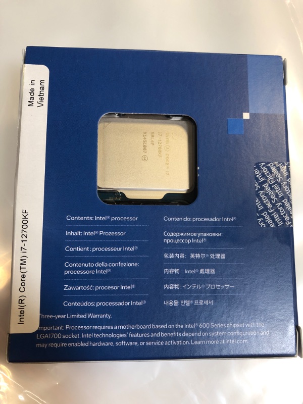 Photo 3 of Intel Core i7-12700KF Desktop Processor 12 (8P+4E) Cores up to 5.0 GHz Unlocked  LGA1700 600 Series Chipset 125W
