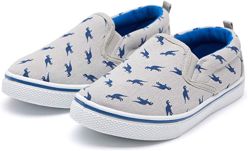 Photo 1 of K KomForme Toddler Girls & Boys Slip On Canvas Sneakers Moccasins Kids Tennis Shoes, Blue Dinosaur, 13 Little Kid