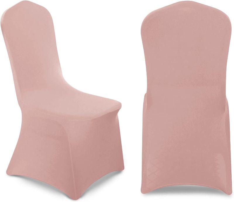 Photo 1 of Yucoao 20 PCS Shocking Pink Spandex Dining Room Chair Covers for Living Room - Universal Stretch Chair Slipcovers Protector for Wedding, Banquet, and Party
