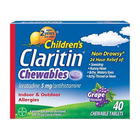 Photo 1 of Children's Claritin 24-Hour Non-Drowsy Allergy Grape Chewable Tablet, Antihistamine, 40 Count exp- 07/2022