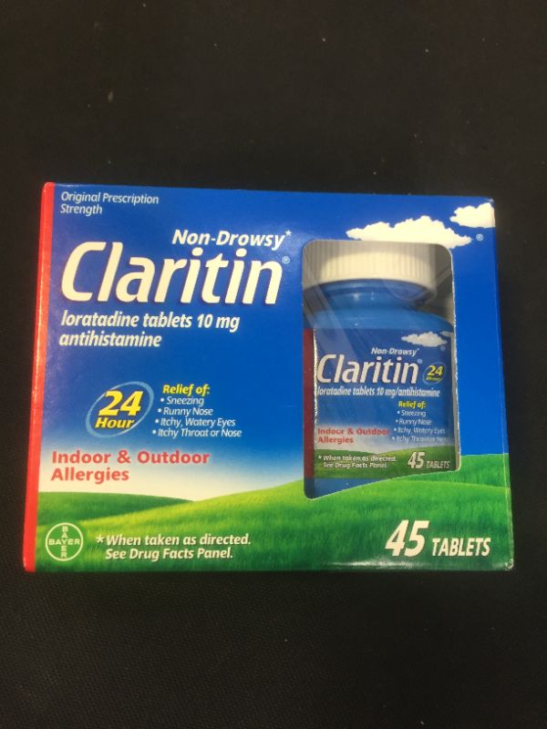 Photo 2 of  Claritin 24 Hour Non-Drowsy Allergy Relief Tablets,10 mg, 45 Ct exp- 12/2023