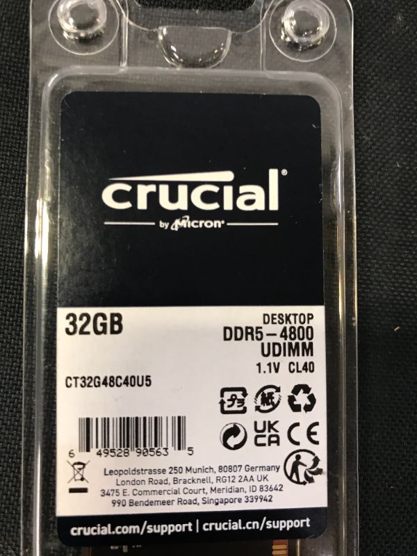 Photo 4 of Crucial RAM 32GB DDR5 4800MHz CL40 Desktop Memory CT32G48C40U5 ---- factory sealed
