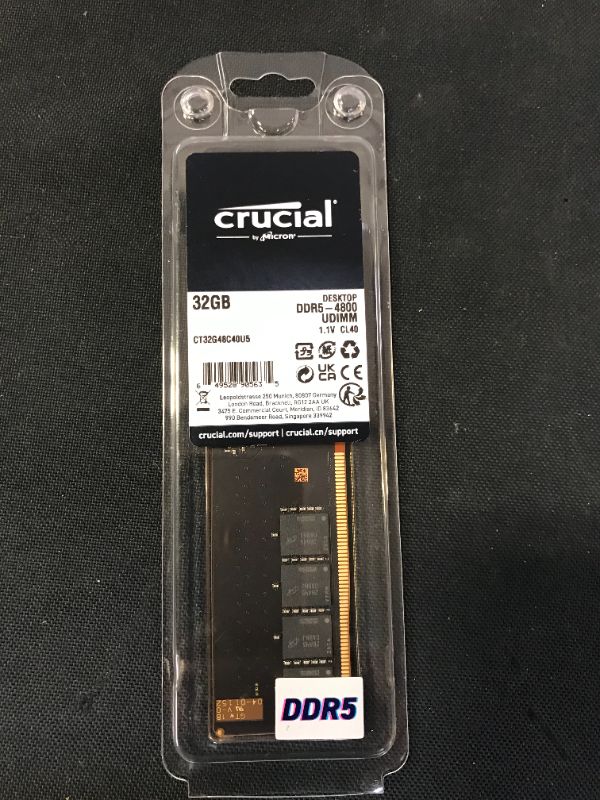 Photo 5 of Crucial RAM 32GB DDR5 4800MHz CL40 Desktop Memory CT32G48C40U5 ---- factory sealed
