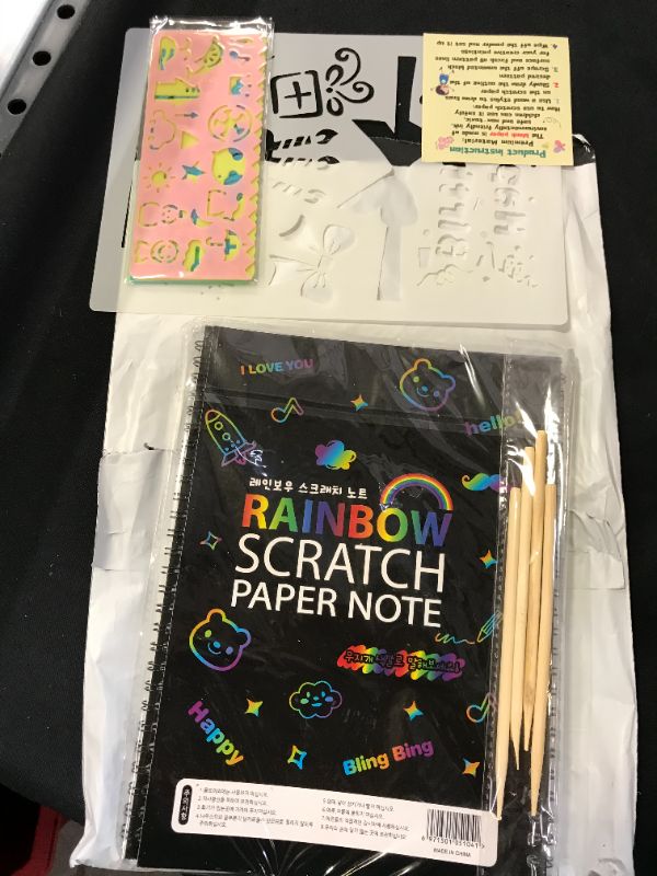 Photo 2 of ZMLM Scratch Paper Art Set: 2 Pack Rainbow Scratch Off Crafts Supplies Kits for Age 3 4 5 6 7 8-12 Kids Gift Toy for Girls Boy Teen Birthday|DIY Party Favor|Christmas|Halloween|Coloring Fun Activity

