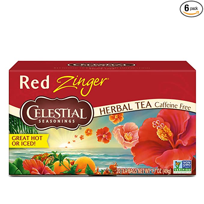 Photo 1 of Celestial Seasonings Herbal Tea, Red Zinger, Caffeine Free, 1.7 Ounce (Pack of 6) best by 02.02.2023