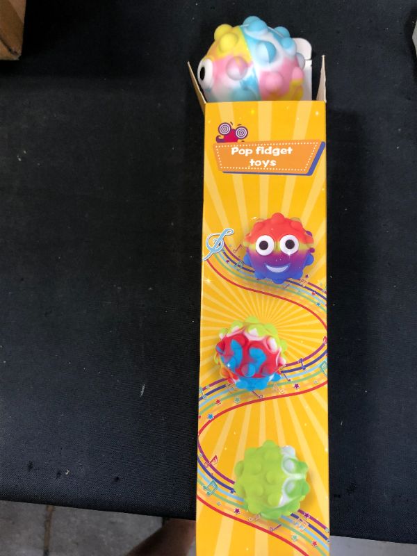 Photo 1 of 4 Packs Pop Stress Glow Balls, 3D Eyes Light Squishy Squeeze Anxiety Relief Toys Girls Boys, Push Bubble Smile Sensory Ball Gift for Kids Adults
