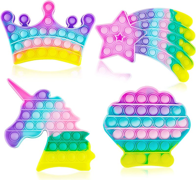 Photo 1 of 4 Pack Pop Sensory Toy Popping Popper Anxiety Autism Stress Pressure Bubble Silicone Game Gift Special Need Kid Teen Adult Friend ADHD
