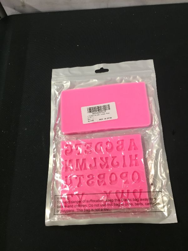 Photo 2 of 2 Pieces Pink Letter Molds Alphabet Silicone Molds Candy Fondant Alphabet Molds Baking Letter Molds for Making Fondant, Pudding, Soap, Sugar Craft, Candy, Chocolates, Soap
