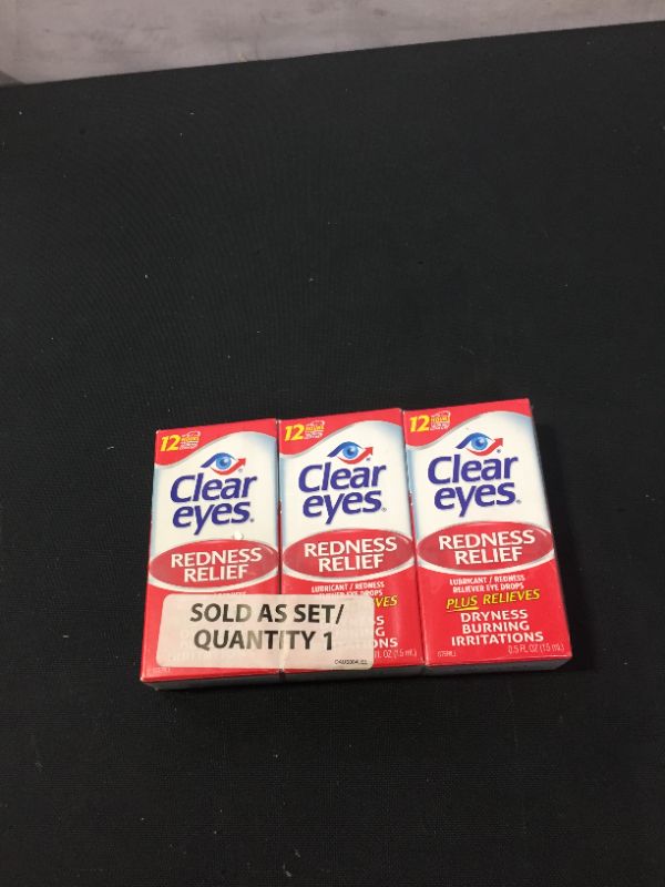 Photo 2 of Clear Eyes Redness Relief Eye Drops, 0.5 FL OZ, 3 Pack
exp 01/2022