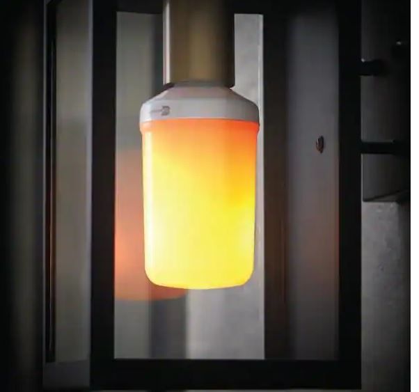 Photo 1 of 
EcoSmart
3-Watt Equivalent A19 Cylinder Flame Design LED Light Bulb Amber (1-Pack)