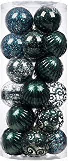 Photo 1 of XmasExp 24ct Christmas Ball Ornaments Set -Large Clear Plastic Shatterproof Xmas Tree Ball Hanging Baubles Stuffed Delicate Glittering for Holiday Wedding Xmas Party Decoration (70mm/2.76",dark green) (MISSING SOME BALLS