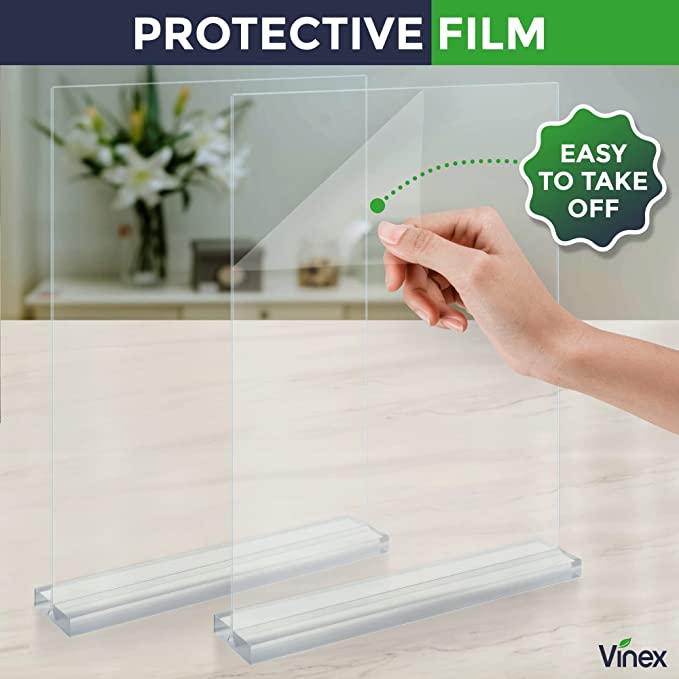 Photo 1 of Vinex Supplies 6 pack Acrylic Sign Holder 8.5 x 11, Plastic Paper Holder and Sign Stand, Menu Holder and Poster Holder Acrylic Display Stand