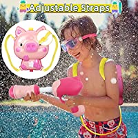 Photo 2 of Backpack Water Gun for Kids, Soaker Squirt Gun, Water Gun with 2.4 L Capacity Tank Adjustable Straps, Water Blaster for Kids 2+ , Summer Gift for Kids Pool Beach Water Fighting Toys (Pig)