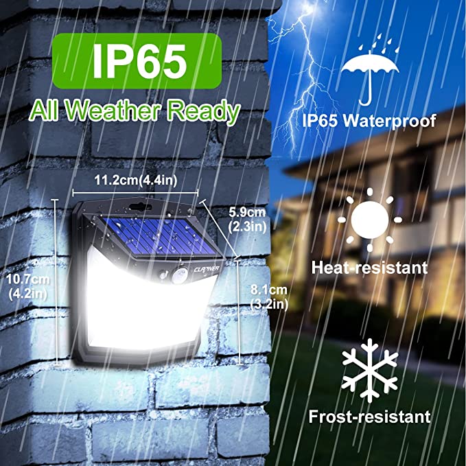 Photo 1 of Mini Claoner Solar Lights [128 LED], Outdoor Lights with 3 Lighting Modes with 270° Angle, Wall Mounted, IP65 Waterproof, Wire-Free for Patio, Garage, Deck---1pc