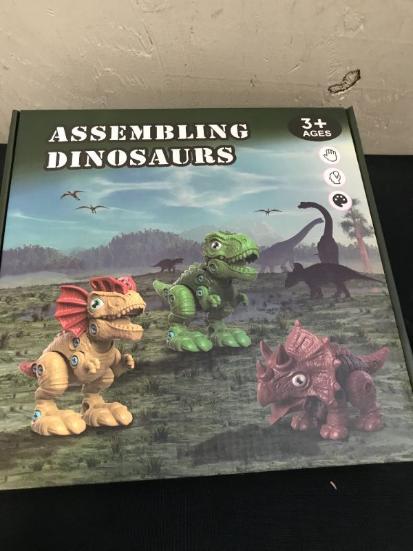 Photo 3 of [2022 New] Take Apart Dinosaur Toys with 3 Dinosaurs, 3 Dinosaur Eggs, 1 Dinosaur Electric Drill, STEM Educational Construction Building Kids Toys for 3 4 5 6 7 8 Year Old Boys Girls Gifts 
