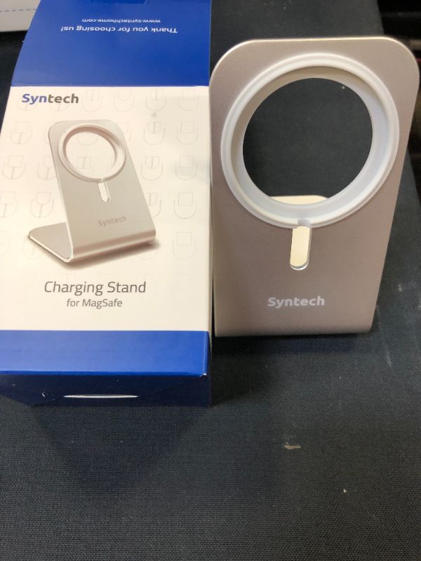 Photo 2 of Syntech Stand for MagSafe Charger Compatible with iPhone 12/13/Mini/Pro/Pro Max, Aluminum Desk Holder Phone Charger Stand MagSafe Accessories, Sliver (MagSafe Charger Not Included)