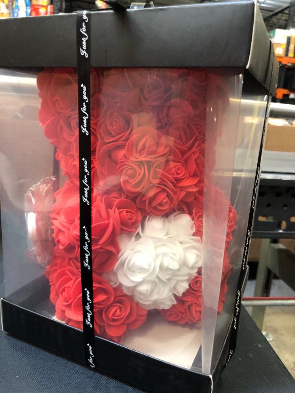 Photo 1 of Gifts for Mom?Rose Bear, Rose Teddy Bear, Rose Flower Bear, Birthday Gifts - 10 inch Clear Gift Box (red)