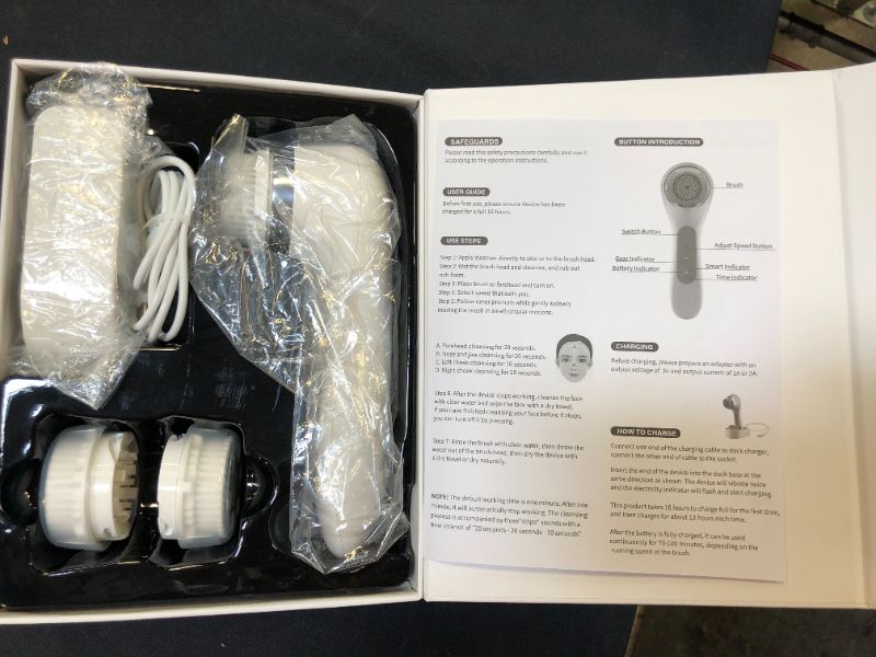 Photo 2 of Facial Cleansing Brush, Wireless Charging Base Soft Brush Set with 3 Brush Heads for Face Spa, Exfoliating, Massaging and Deep Cleansing