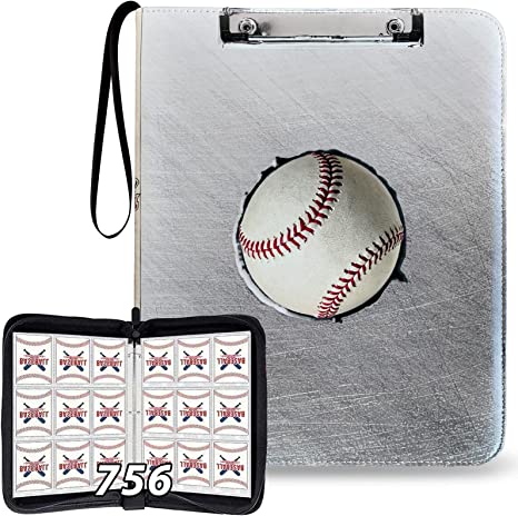 Photo 1 of Baseball Card Binder Holder with Sleeves: 9-Pocket SupAI Cards Binder for Baseball Trading Cards, Holds Up to 756 Standard Size Cards, 42 Pcs 9-Pocket Pages Card Album with Zipper Binder Case