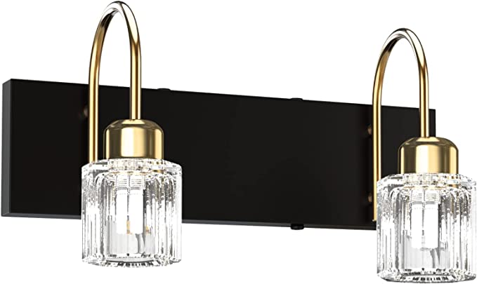 Photo 2 of Bathroom Light Fixtures Dimmable Crystal 2 Lights Over Mirror with G9 Base Brass Vanity Light Black and Gold Vanity Light Champagne Bronze Vanity Light Chrome Wall Sconces