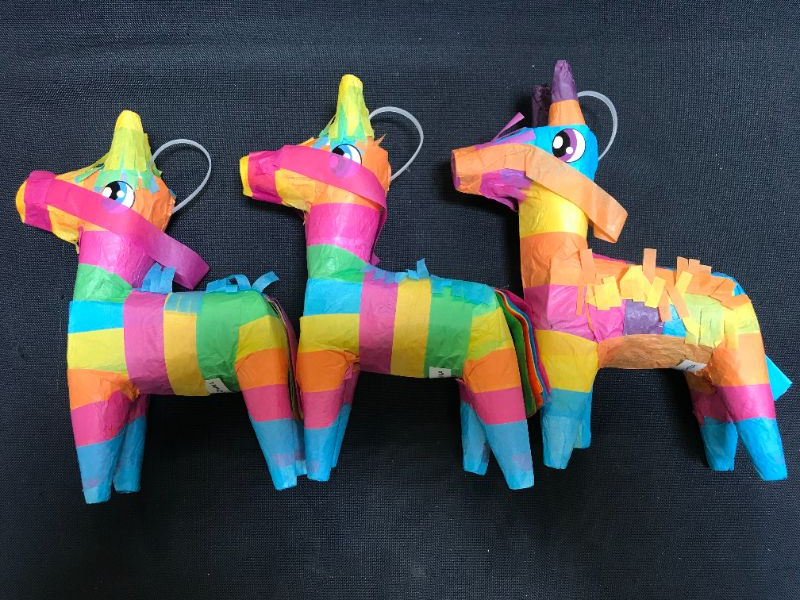 Photo 2 of 3 pcs Mini Donkey Pinatas 7.5"x5.5" Cinco De Mayo Rainbow Color for Fun Fiesta Taco Party Supplies, Luau Event Photo Props, Mexican Theme Decoration, Carnivals Festivals, Taco Tuesday Event