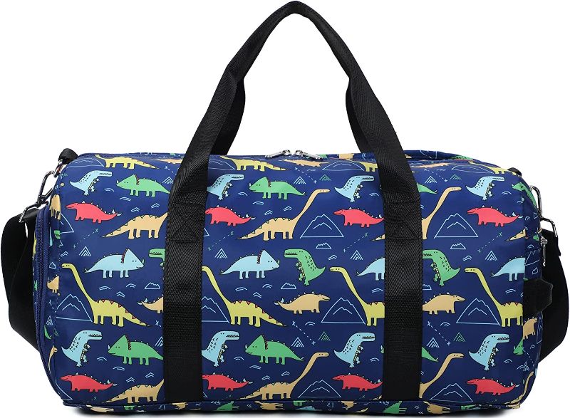 Photo 1 of CAMTOP Kids Overnight Duffel Bag for Boys and Girls Carry-On Size Tote for Travel Gym Sport (Navy Dinosaur)