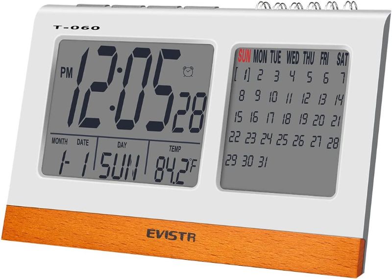 Photo 1 of EVISTR Digital Clock Large Display - Desk Clock Battery Operated Alarm Clock with Calendar, Date, Temperature for Office