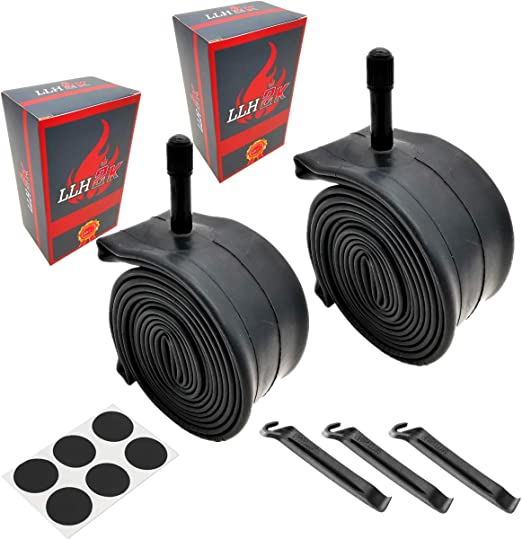 Photo 1 of 26 Inch Tube - 26 x 1.95 26x2.125 26x1.75 26 x 2.25 Bike Tube 26 x 2.125 with Extra Repair Levers and Kits,?6 Self-Adhesive Round Patches - Anti Heat Resistance-----2boxes factory sealed
