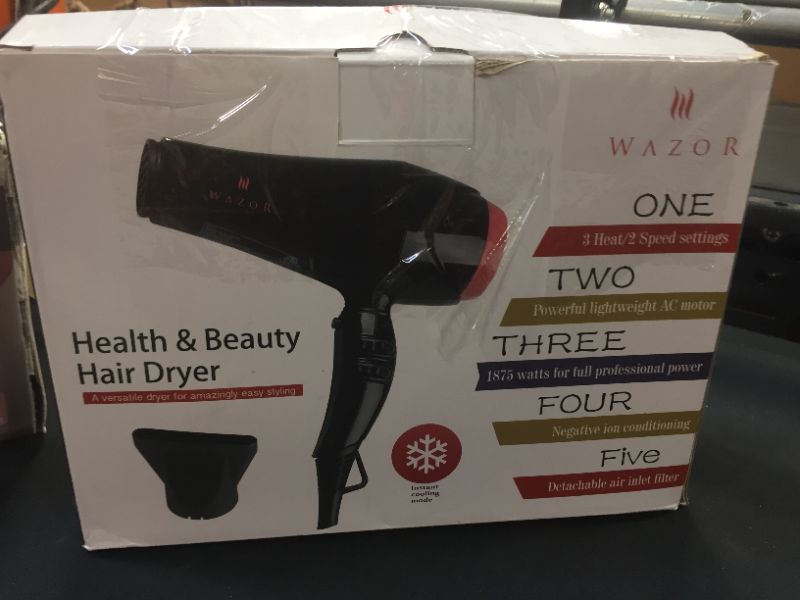 Photo 3 of Professional Ceramic Ionic Hair Dryer 1875W Lightweight AC Motor Low Noise Hair Blow Dryer 2 Speeds and 3 Heat Settings with Concentrator