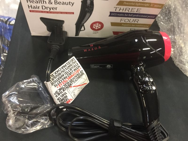 Photo 2 of Professional Ceramic Ionic Hair Dryer 1875W Lightweight AC Motor Low Noise Hair Blow Dryer 2 Speeds and 3 Heat Settings with Concentrator