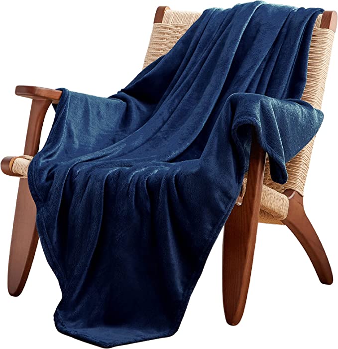 Photo 1 of CozyLux Fleece Blanket Queen Navy 90" x 90", Super Soft Lightweight Microfiber Flannel Blankets for Travel Camping Chair and Sofa, Cozy Luxury Plush Fuzzy Bed Blankets, Navy Blue---factory sealed